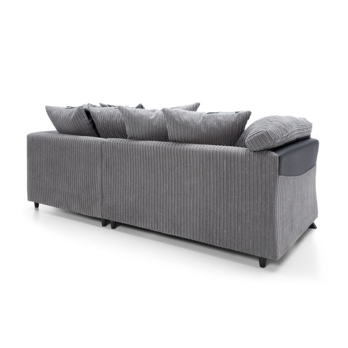 FURCO Chenille Grey Right-Facing Corner Sofa with Chaise and Cushions