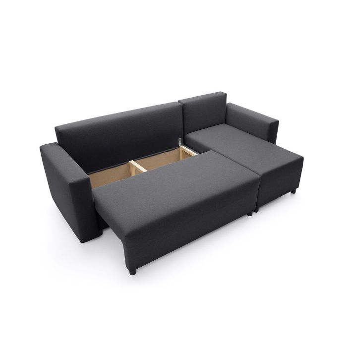 Osllo Corner Sofabed - Black-Right Facing Fabric