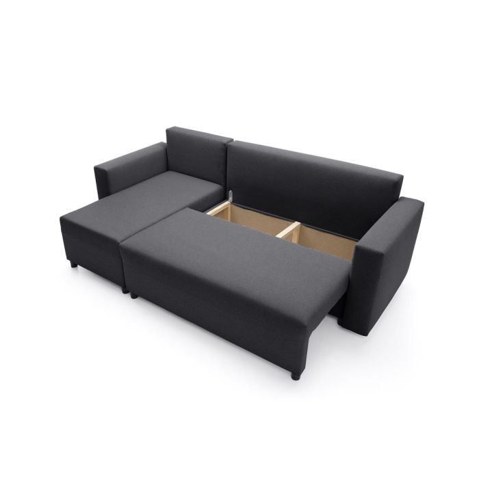 Osllo Corner Sofabed - Black-Left Facing Fabric