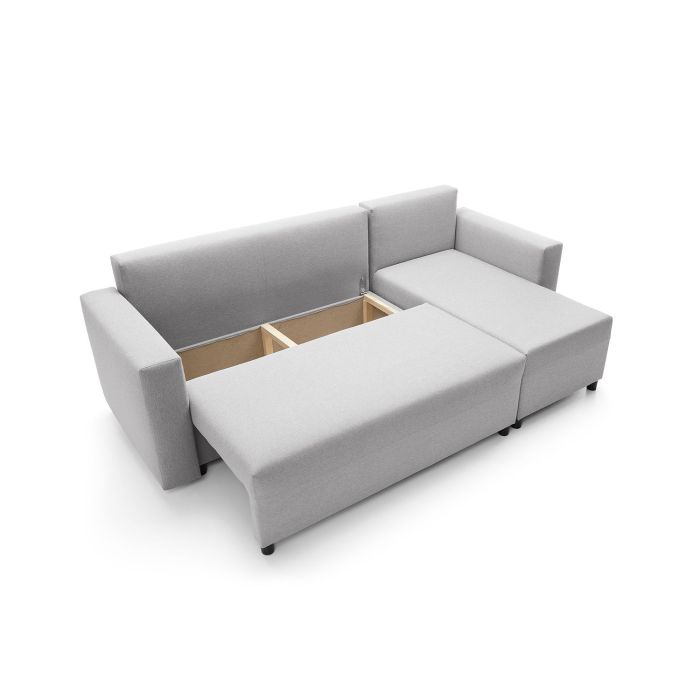 Osllo Corner Sofabed - Light Grey-Right Facing Fabric