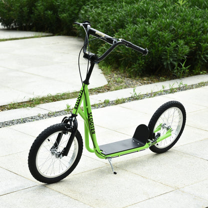 HOMCOM ick Scooters for Kids with Adjustable Height, Anti-Slip Deck, Dual Brakes, Rubber Tyres, for Boys and Girls Aged 5+ Years Old - Green