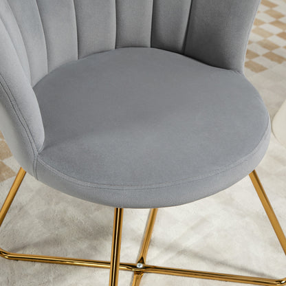 HOMCOM elvet-Feel Lotus Petal Accent Chair - Grey