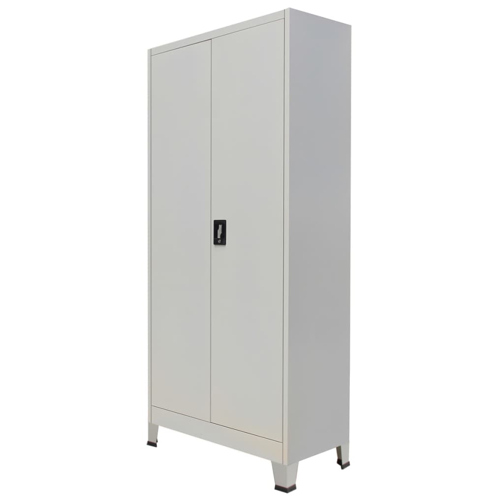 Office Cabinet With 2 Doors Steel 90X40X180Cm Grey