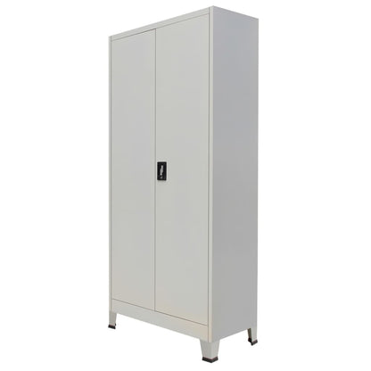 Office Cabinet With 2 Doors Steel 90X40X180Cm Grey