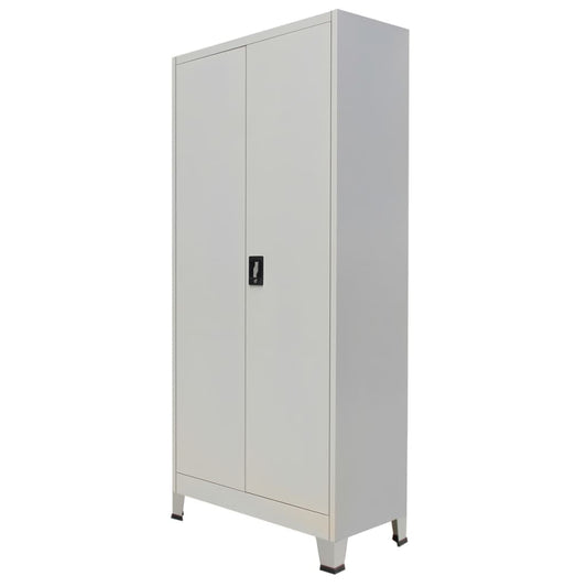 Office Cabinet With 2 Doors Steel 90X40X180Cm Grey