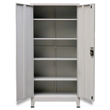 Office Cabinet With 2 Doors Steel 90X40X180Cm Grey