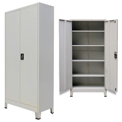 Office Cabinet With 2 Doors Steel 90X40X180Cm Grey