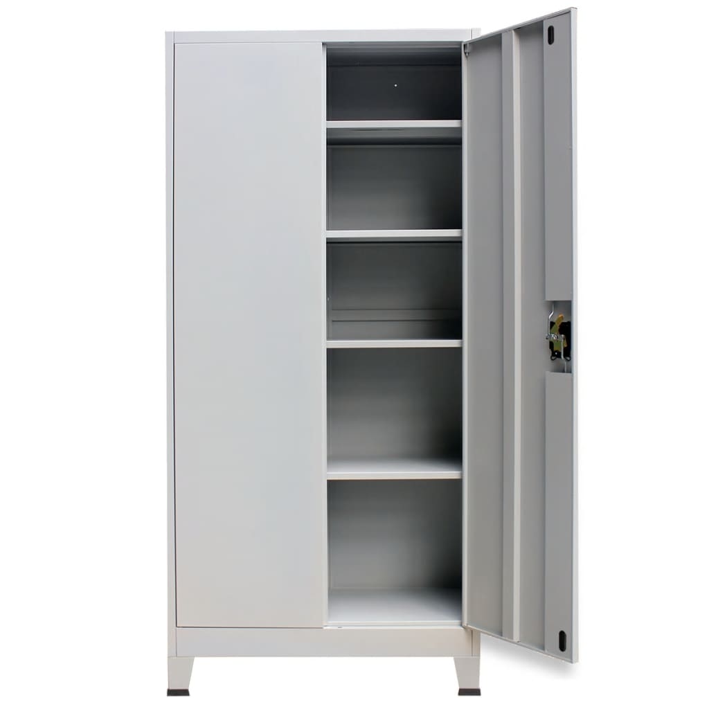 Office Cabinet With 2 Doors Steel 90X40X180Cm Grey