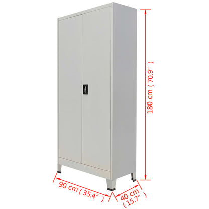 Office Cabinet With 2 Doors Steel 90X40X180Cm Grey