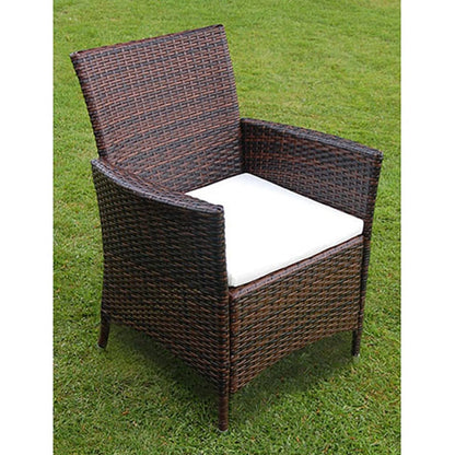 5 Piece Outdoor Dining Set With Cushions Poly Rattan Brown