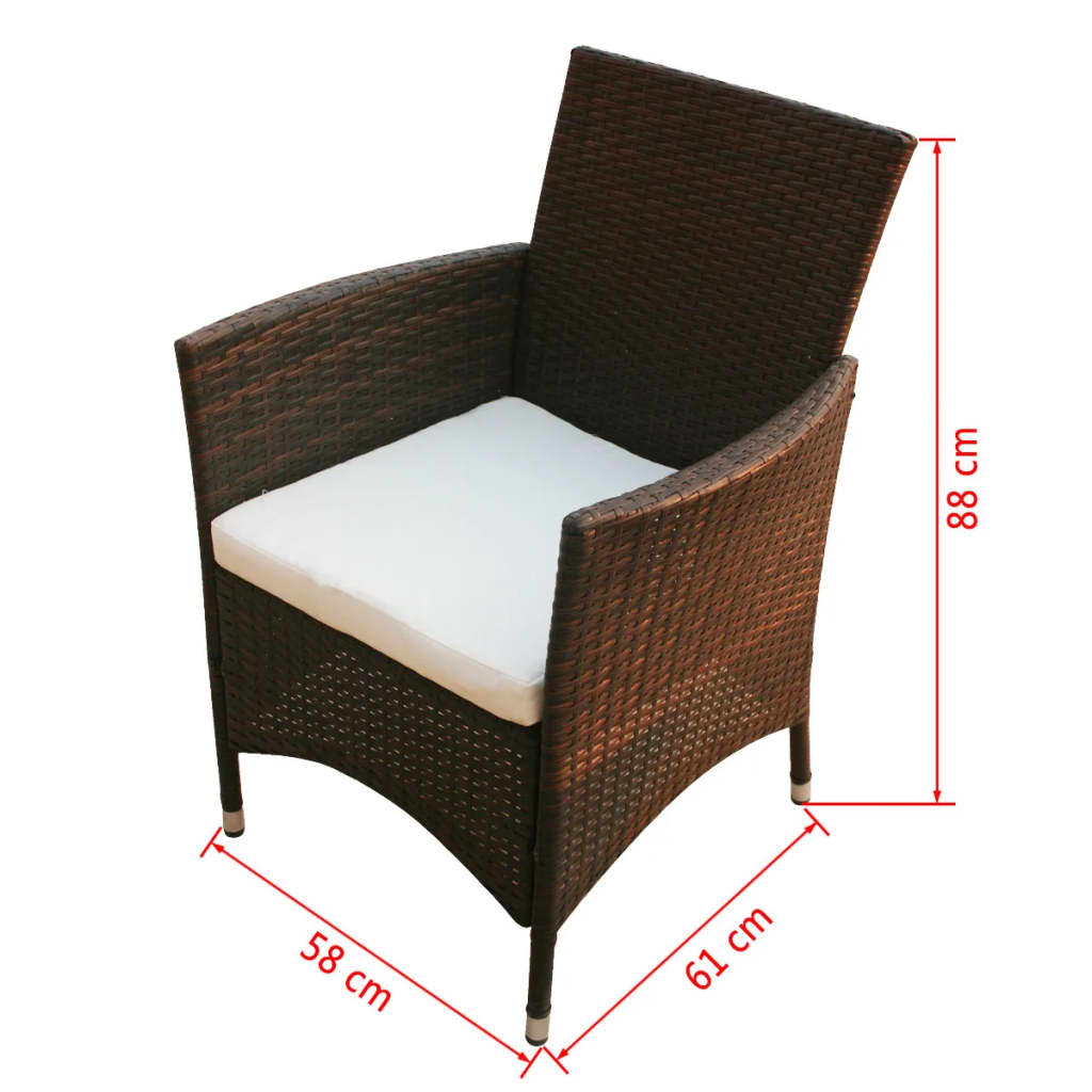 5 Piece Outdoor Dining Set With Cushions Poly Rattan Brown