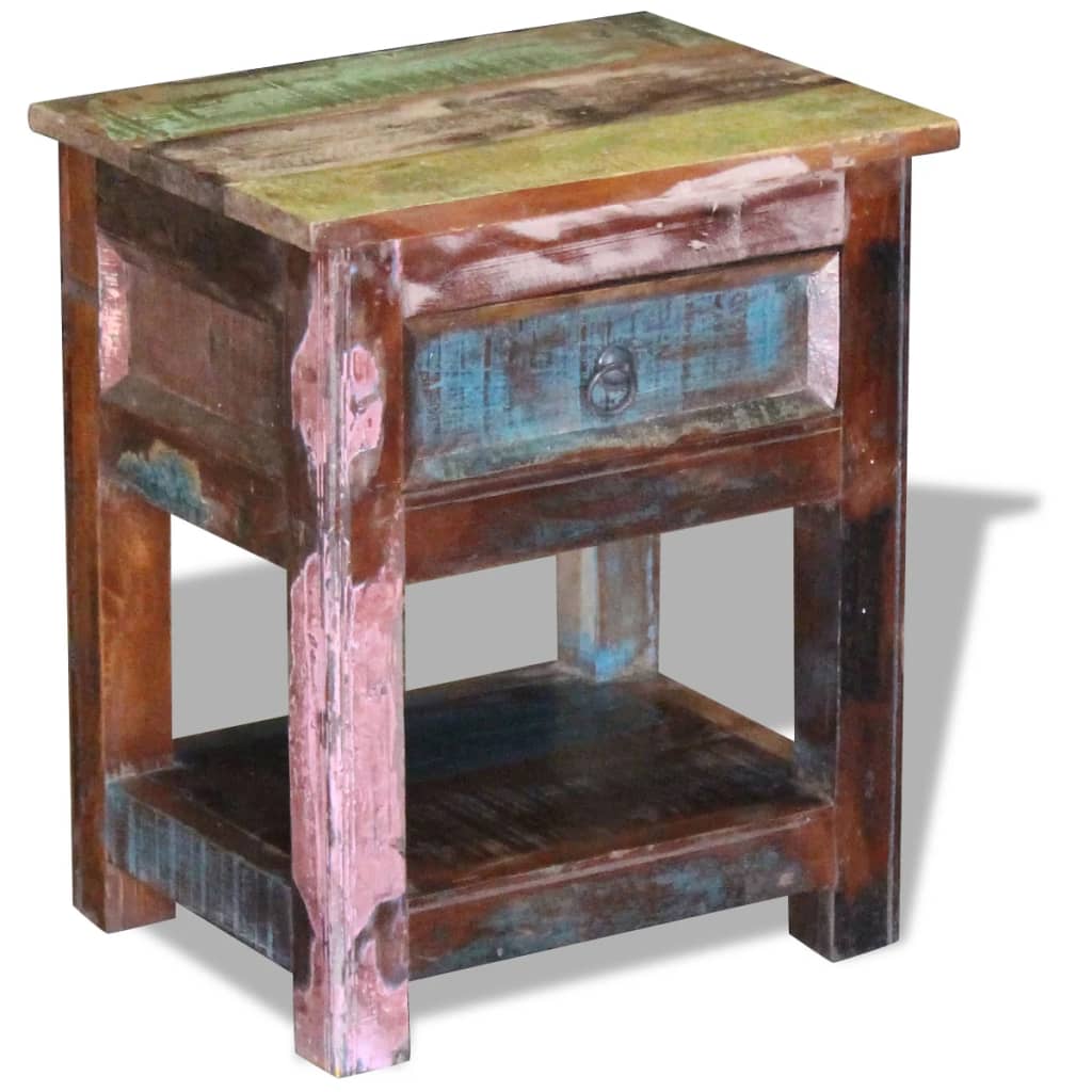 Side Table With 1 Drawer Solid Reclaimed Wood 43X33X51 Cm