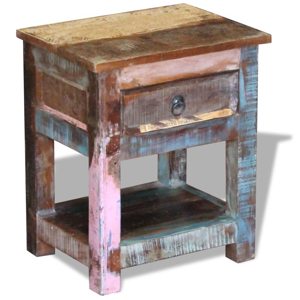 Side Table With 1 Drawer Solid Reclaimed Wood 43X33X51 Cm