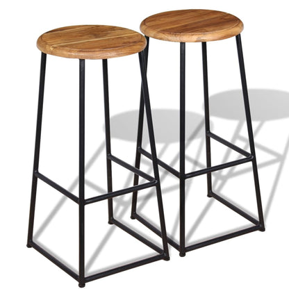 Bar Stools 2 Pcs Solid Teak Wood