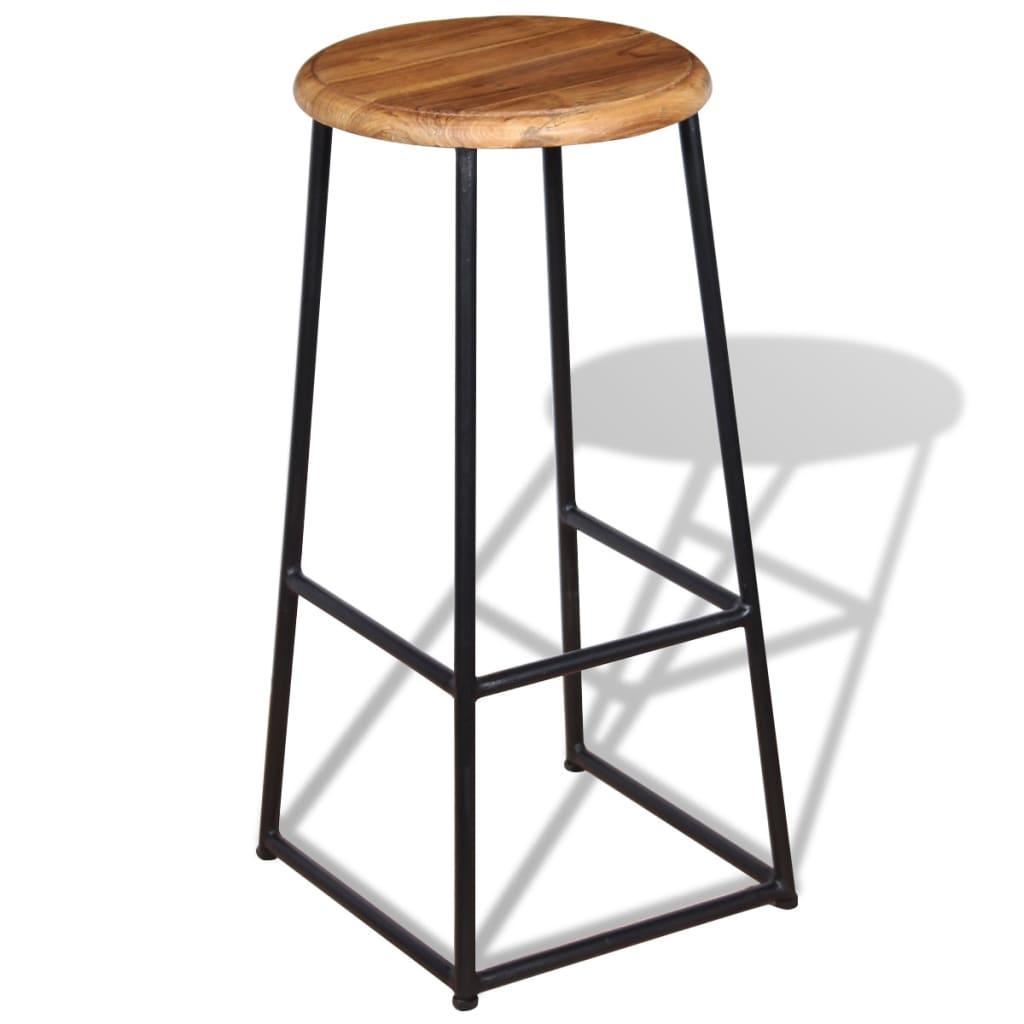 Bar Stools 2 Pcs Solid Teak Wood