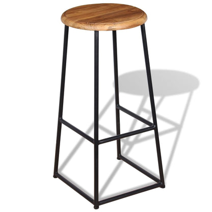 Bar Stools 2 Pcs Solid Teak Wood