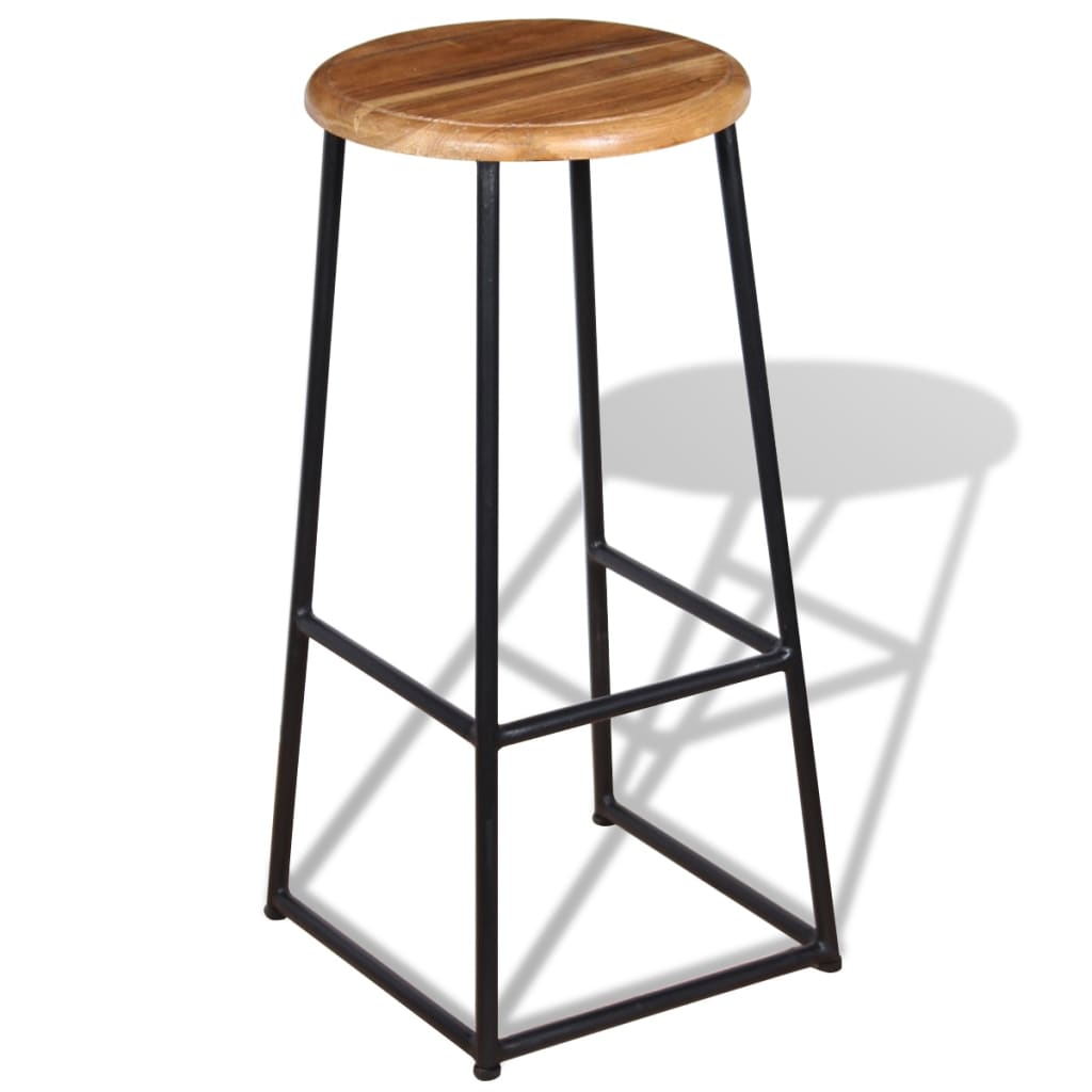 Bar Stools 2 Pcs Solid Teak Wood