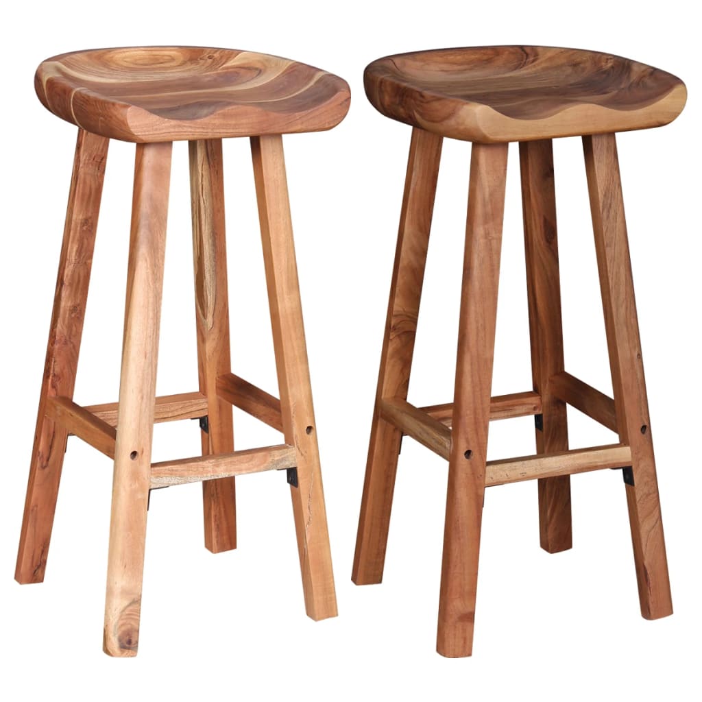 Bar Stools 2 Pcs Solid Acacia Wood