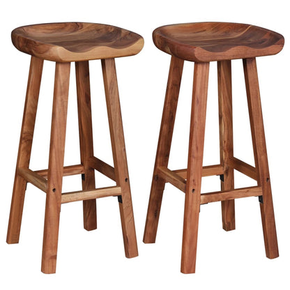 Bar Stools 2 Pcs Solid Acacia Wood