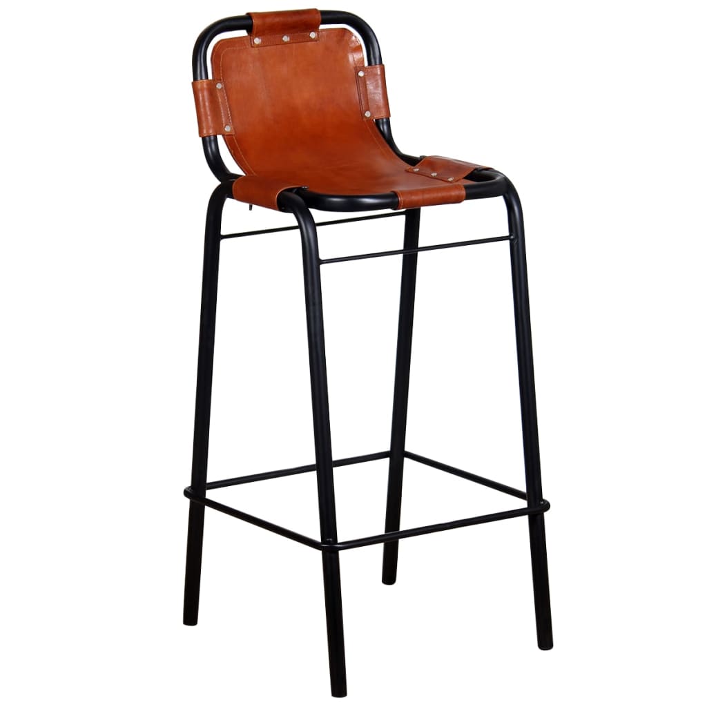 Bar Stools 2 Pcs Real Leather