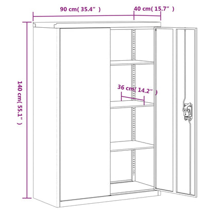 Office Cabinet 90X40X140Cm Steel Grey