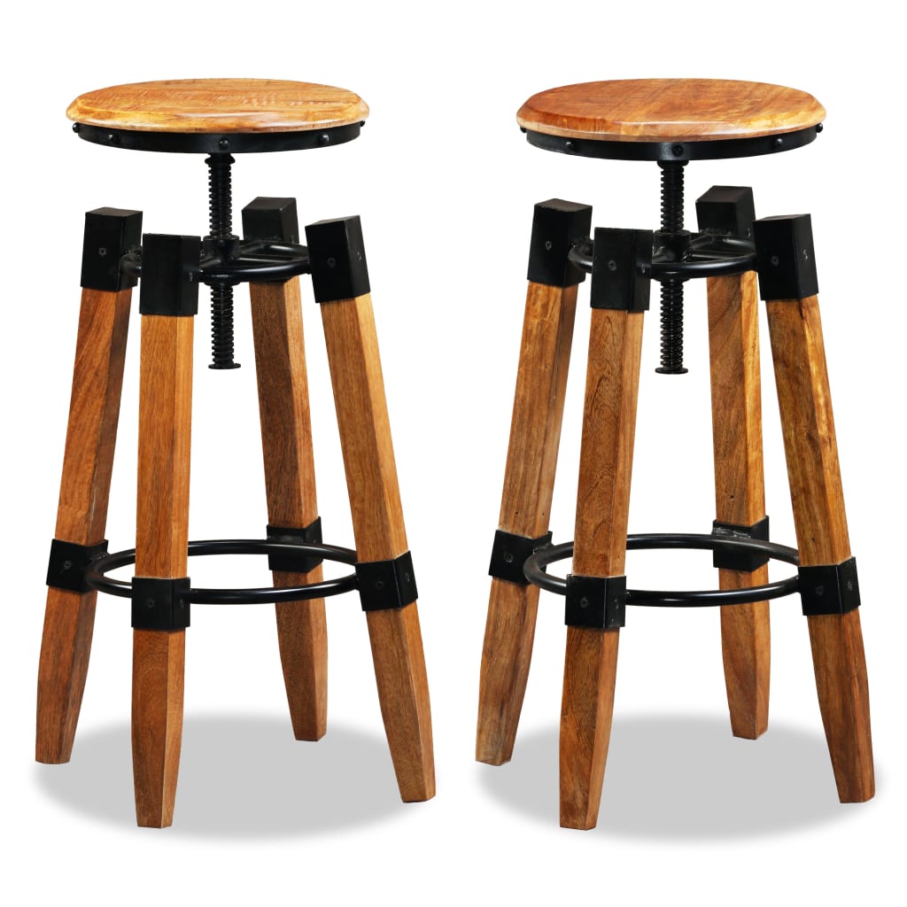 Bar Stools 2 Pcs Solid Mango Wood