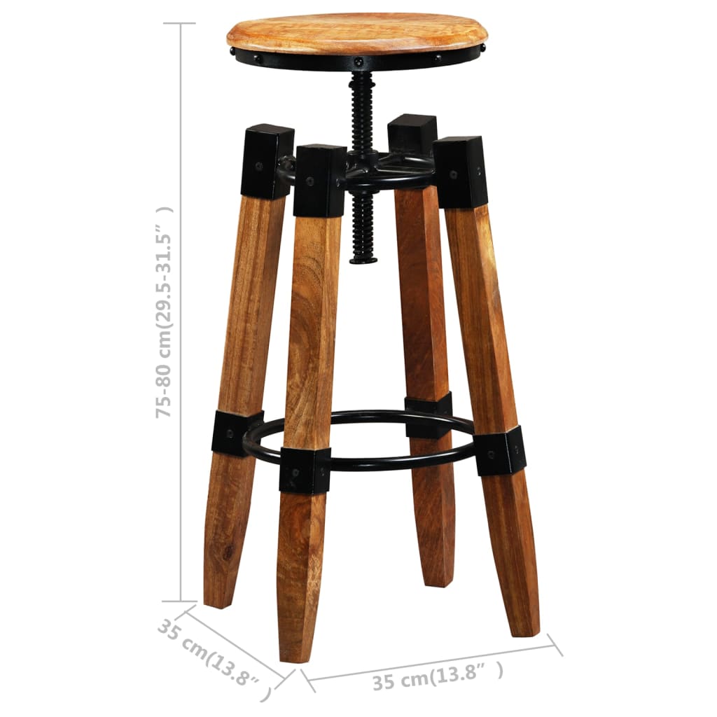 Bar Stools 2 Pcs Solid Mango Wood