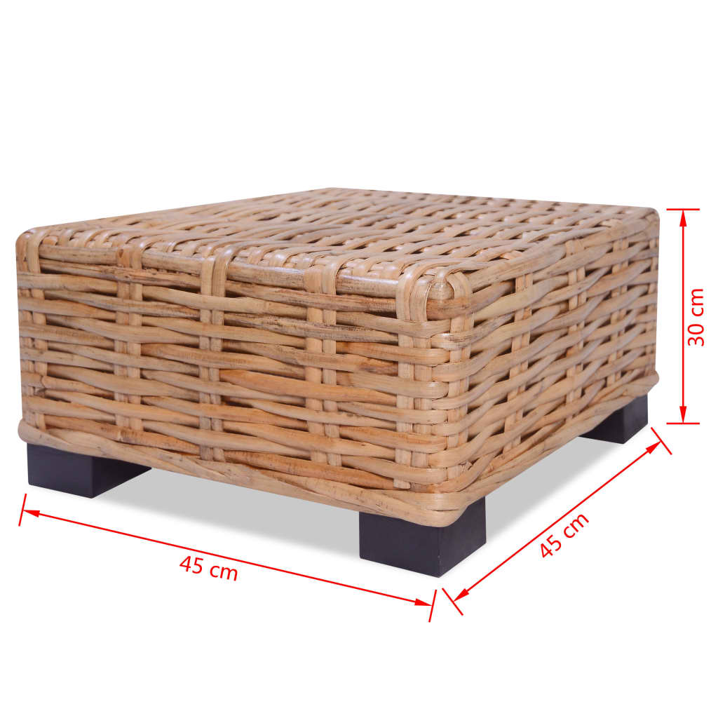 Coffee Table Natural Rattan 45X45X30 Cm