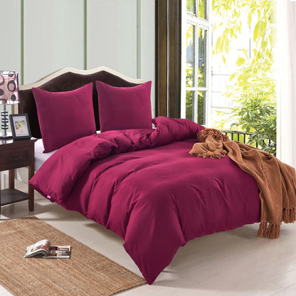 Duvet Cover Set Burgundy 155X220/80X80 Cm