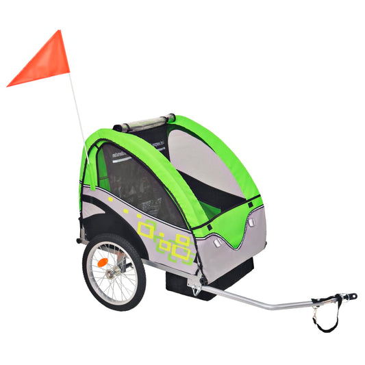 Bike Trailer Grey And Green 30 Kg