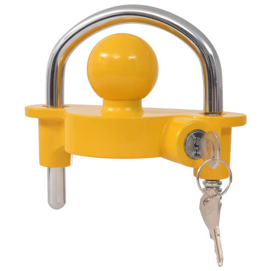 Trailer Lock With 2 Keys Steel And Aluminium Alloy Yellow