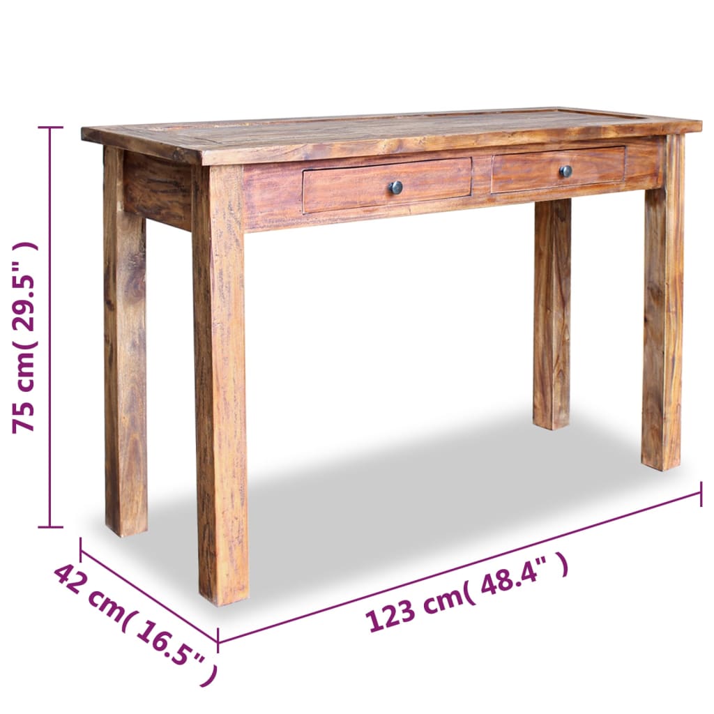 Console Table Solid Reclaimed Wood 123X42X75 Cm