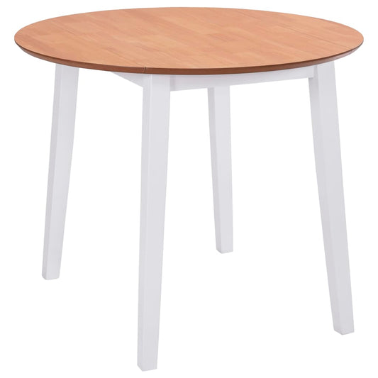 Drop-Leaf Dining Table Round Mdf White