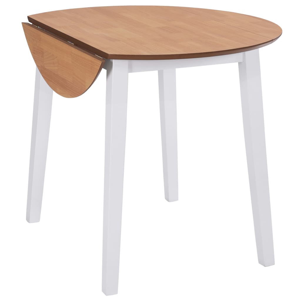 Drop-Leaf Dining Table Round Mdf White