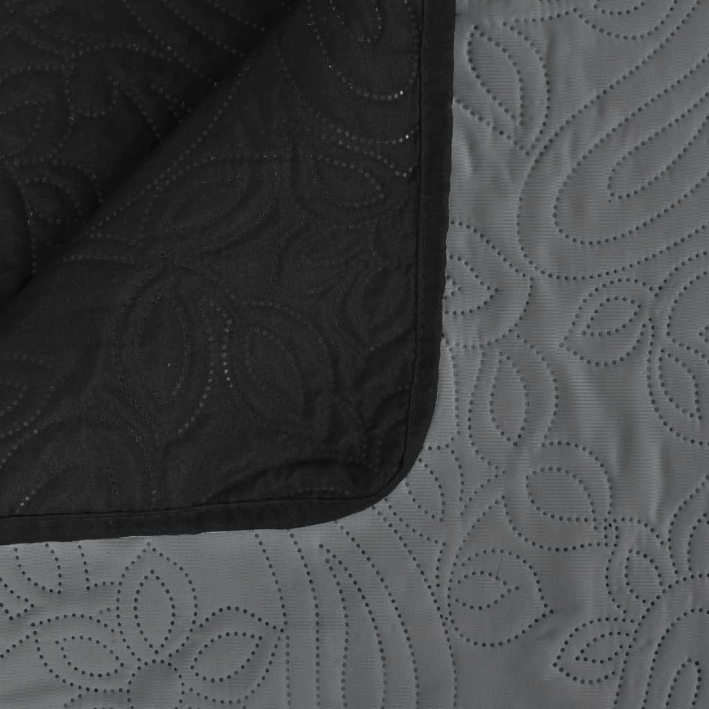 Double-Sided Quilted Bedspread 230X260 Cm Grey And Black