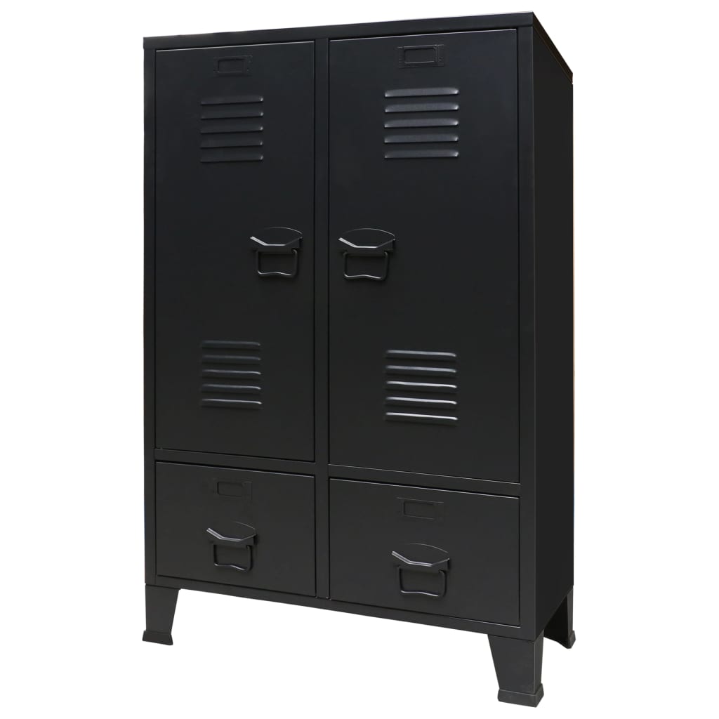 Wardrobe Metal Industrial Style 67X35X107 Cm Black