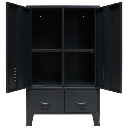 Wardrobe Metal Industrial Style 67X35X107 Cm Black