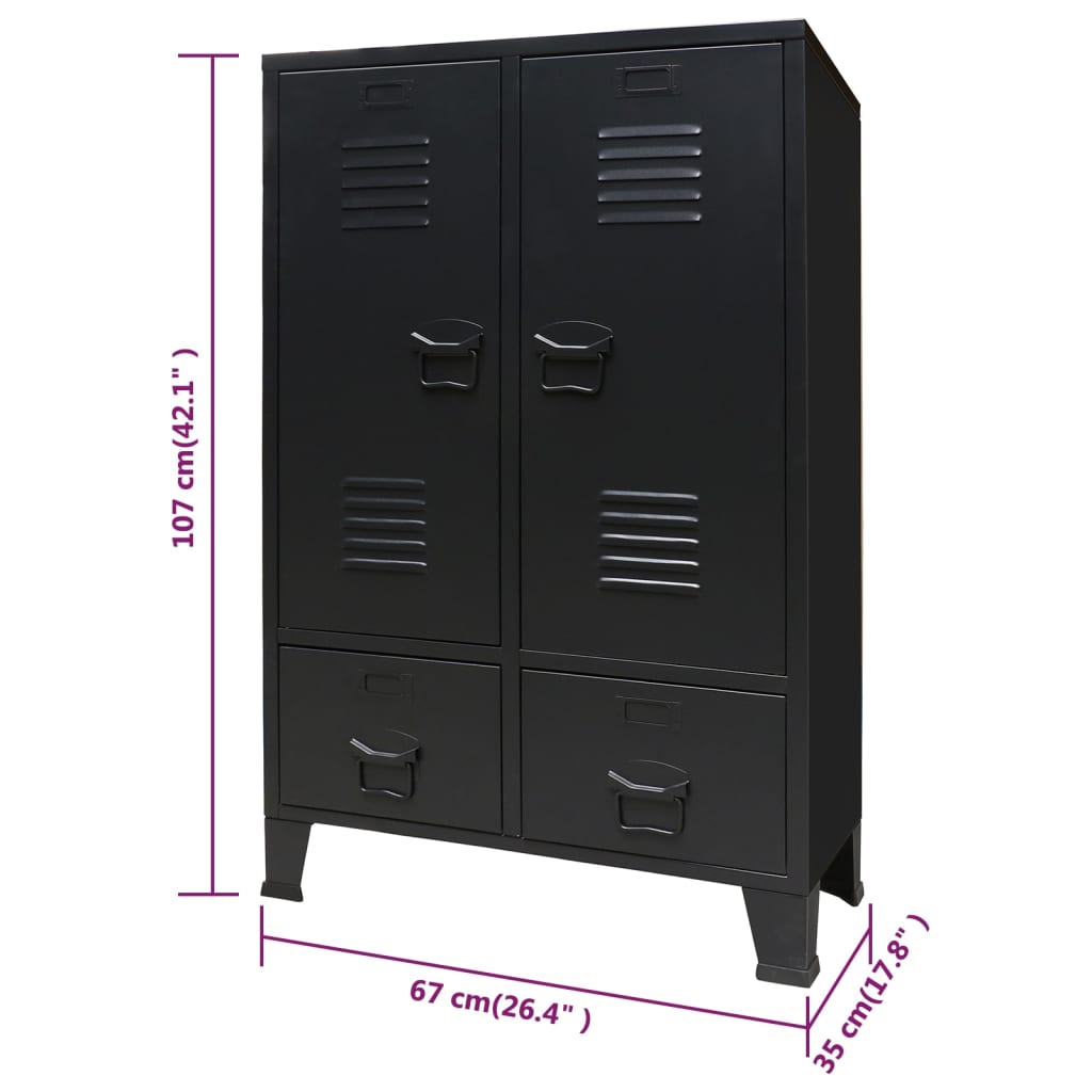 Wardrobe Metal Industrial Style 67X35X107 Cm Black