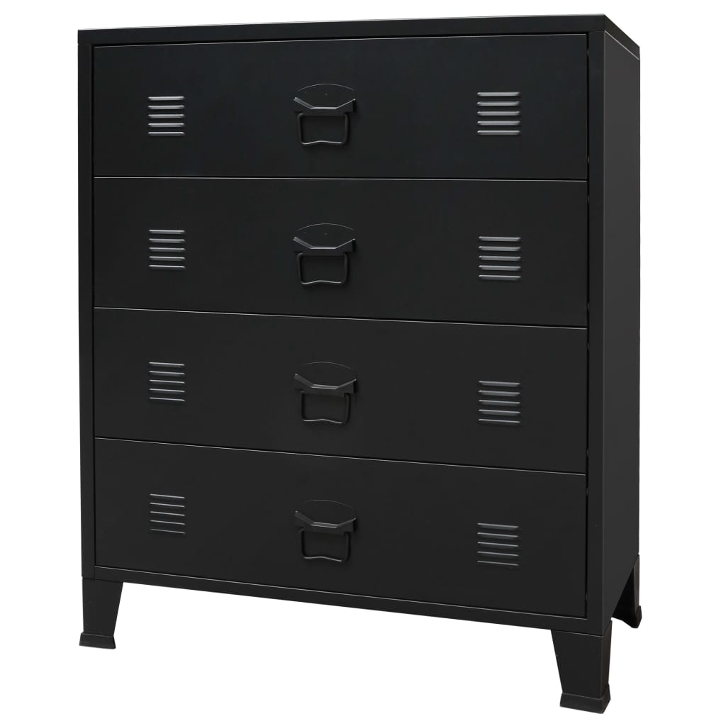 Chest Of Drawers Metal Industrial Style 78X40X93 Cm Black