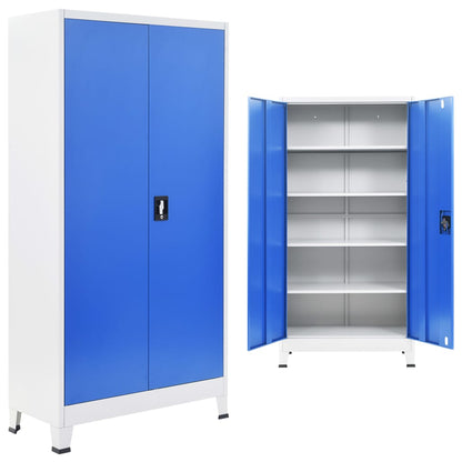 Office Cabinet Metal 90X40X180 Cm Grey And Blue