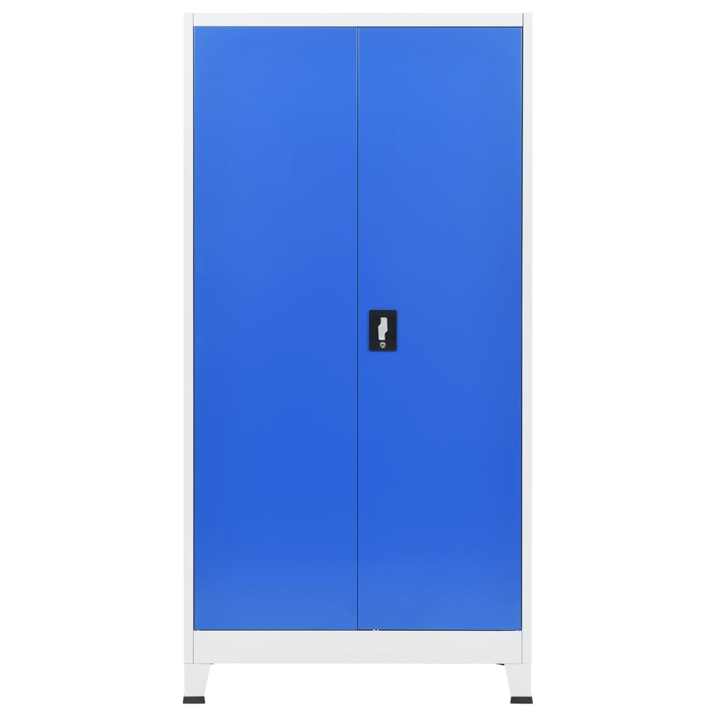 Office Cabinet Metal 90X40X180 Cm Grey And Blue