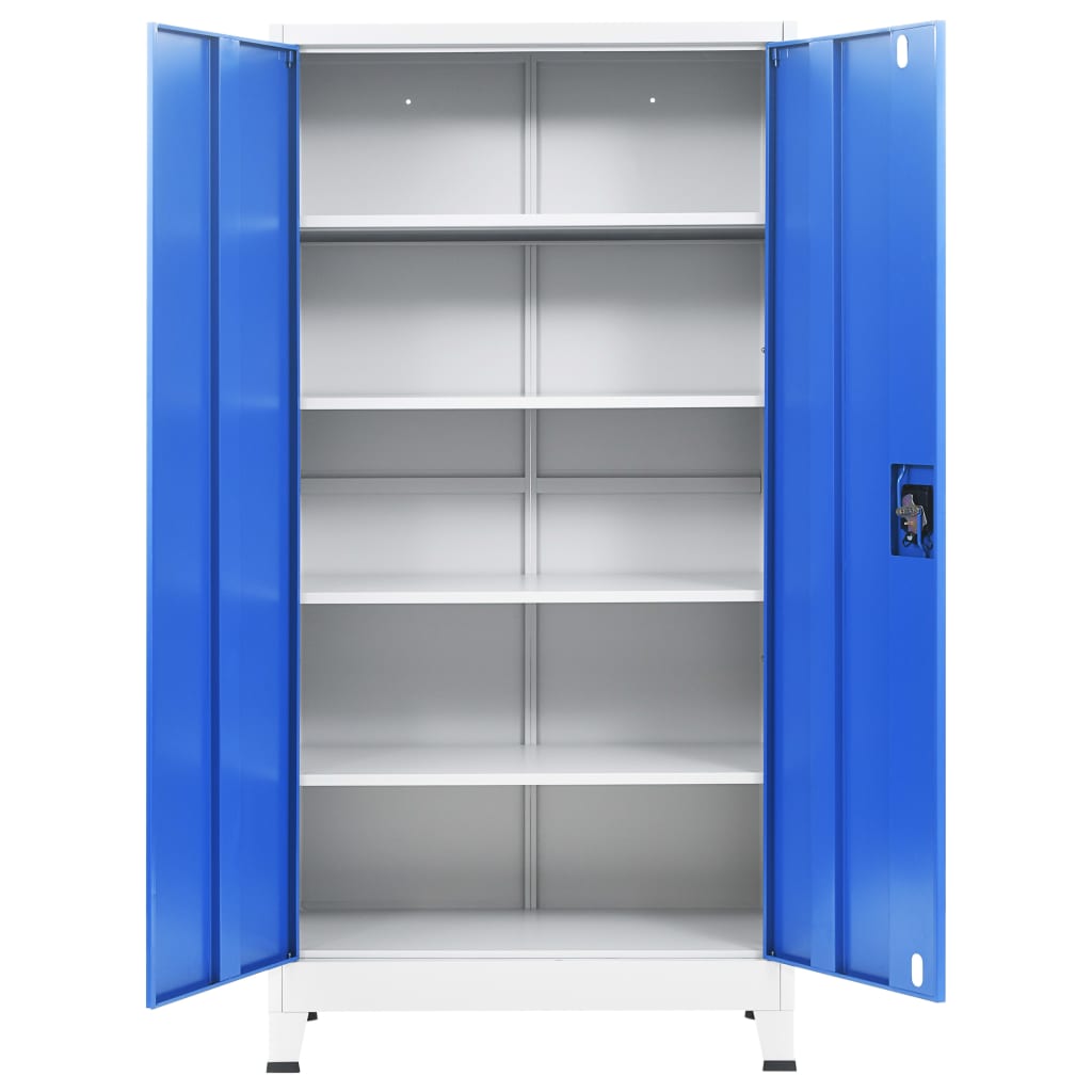 Office Cabinet Metal 90X40X180 Cm Grey And Blue