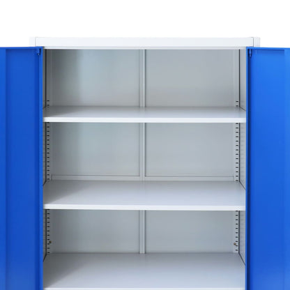 Office Cabinet Metal 90X40X180 Cm Grey And Blue