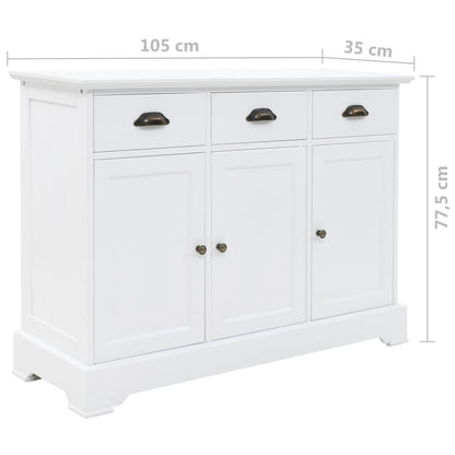 Sideboard With 3 Doors Mdf And Pinewood 105X35X77.5 Cm