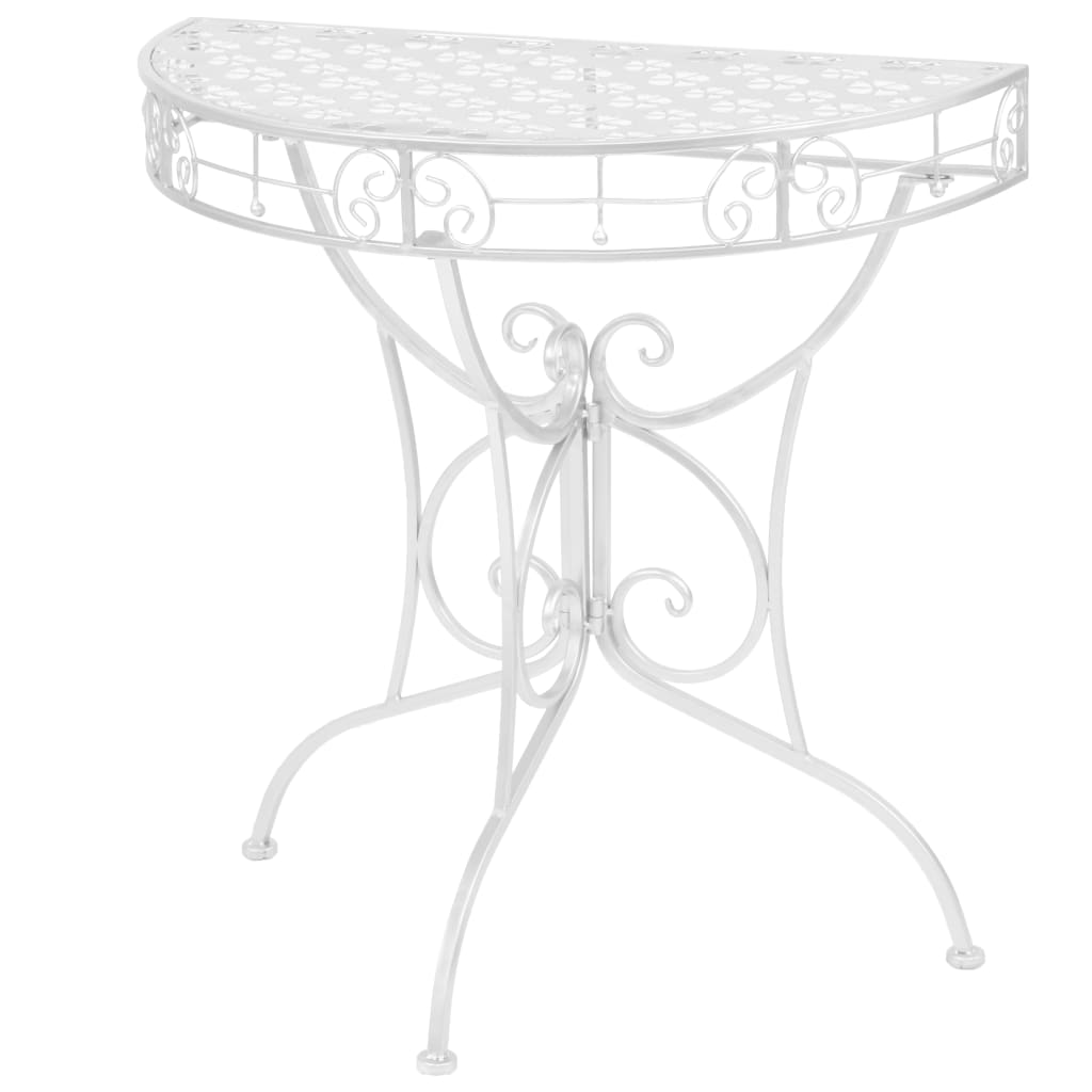 Side Table Vintage Style Half Round Metal 72X36X74 Cm Silver