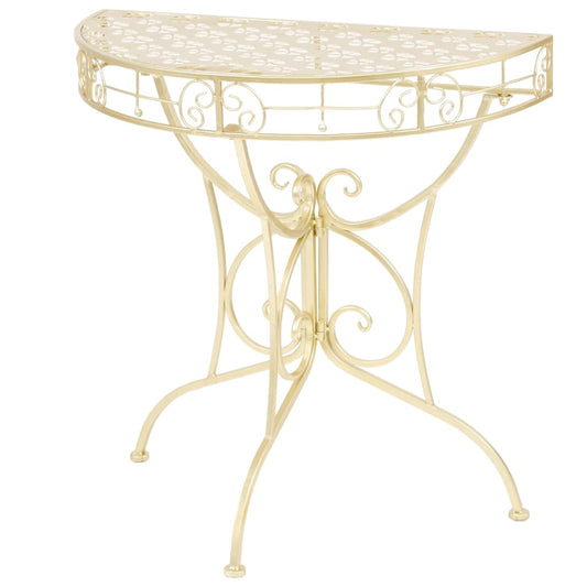 Side Table Vintage Style Half Round Metal 72X36X74 Cm Gold