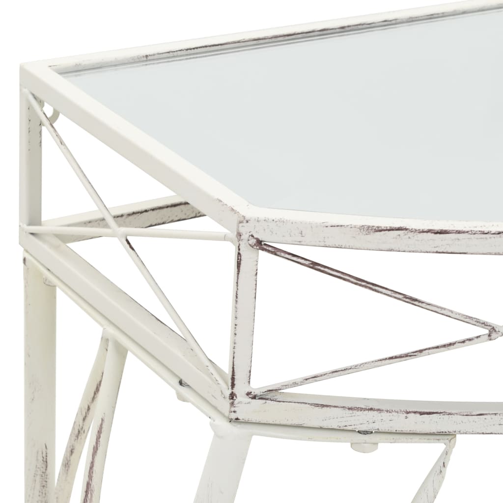 Side Table French Style Metal 82X39X76 Cm White