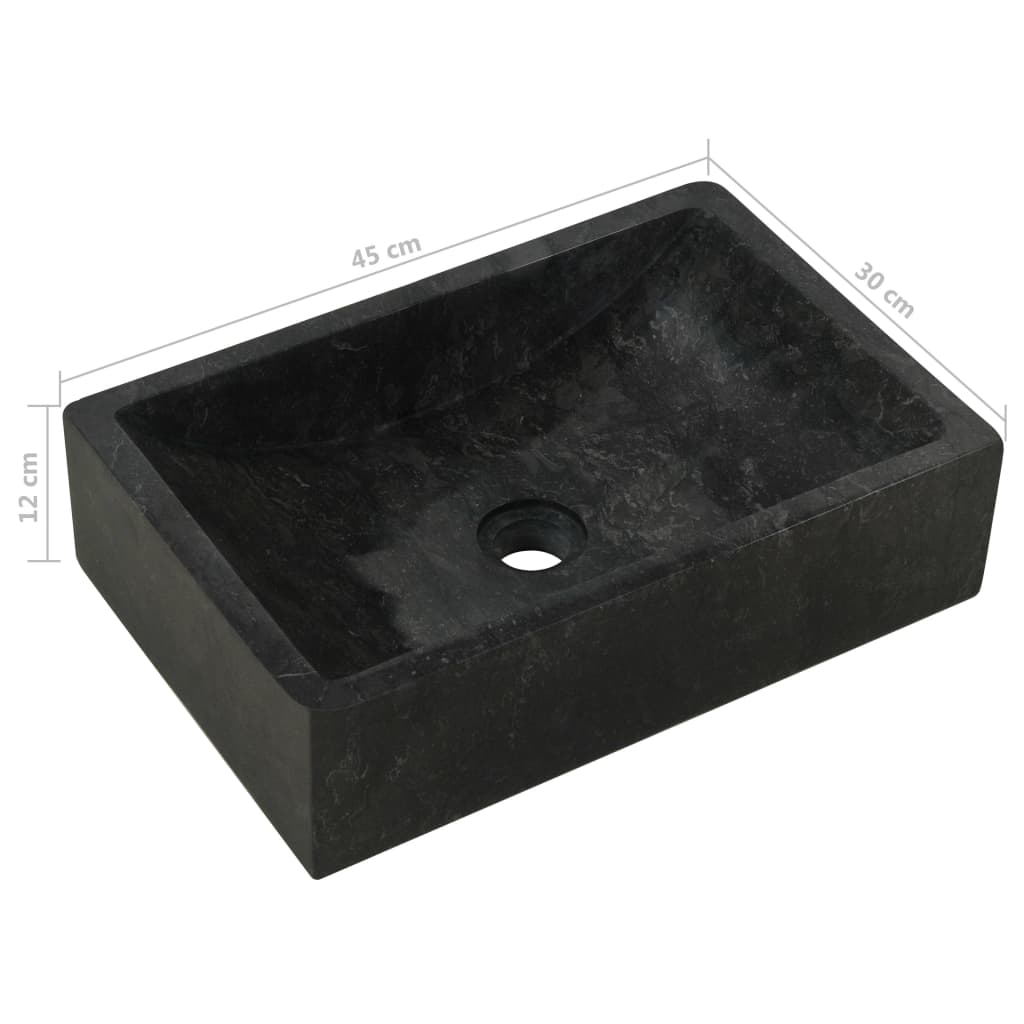 Sink 45X30X12 Cm Marble High Gloss Black