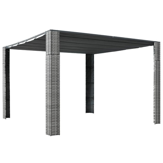 Gazebo With Roof Poly Rattan 300X300X200 Cm Grey And Anthracite