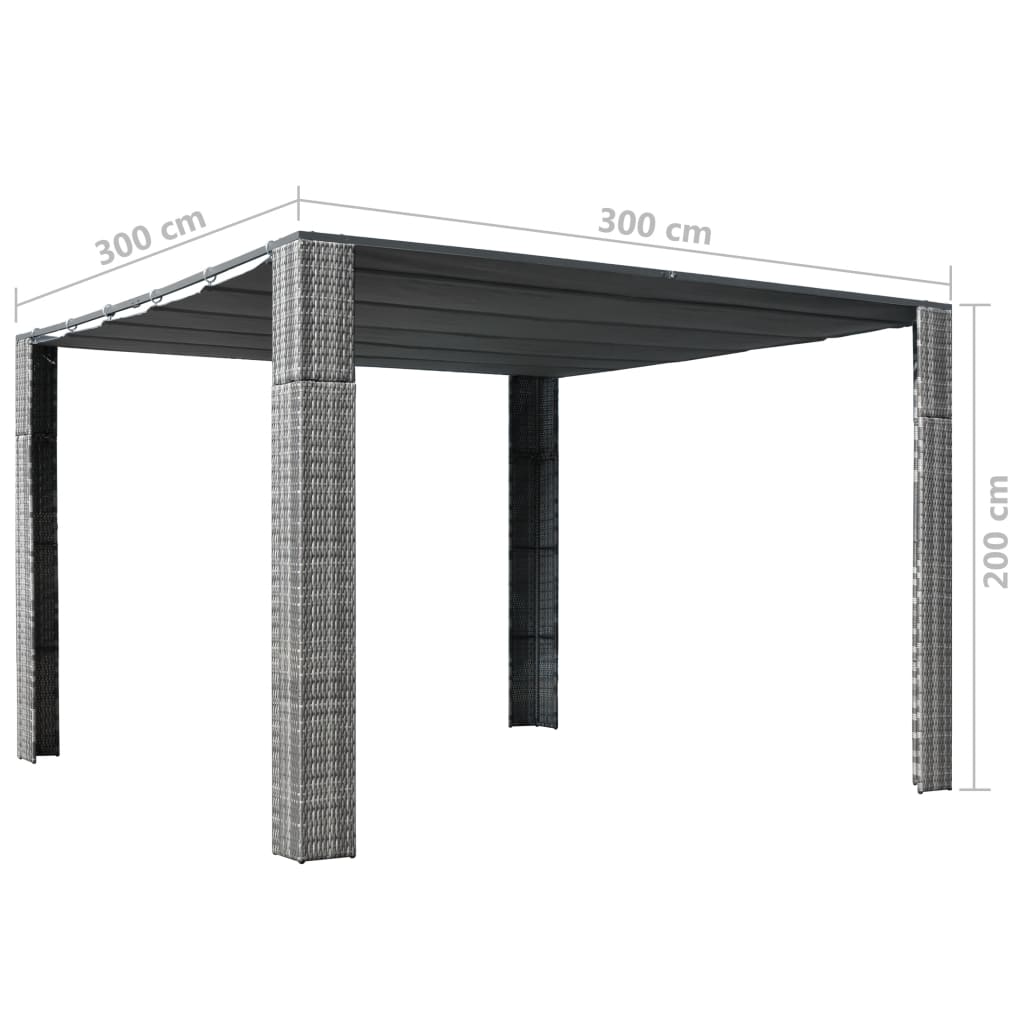 Gazebo With Roof Poly Rattan 300X300X200 Cm Grey And Anthracite